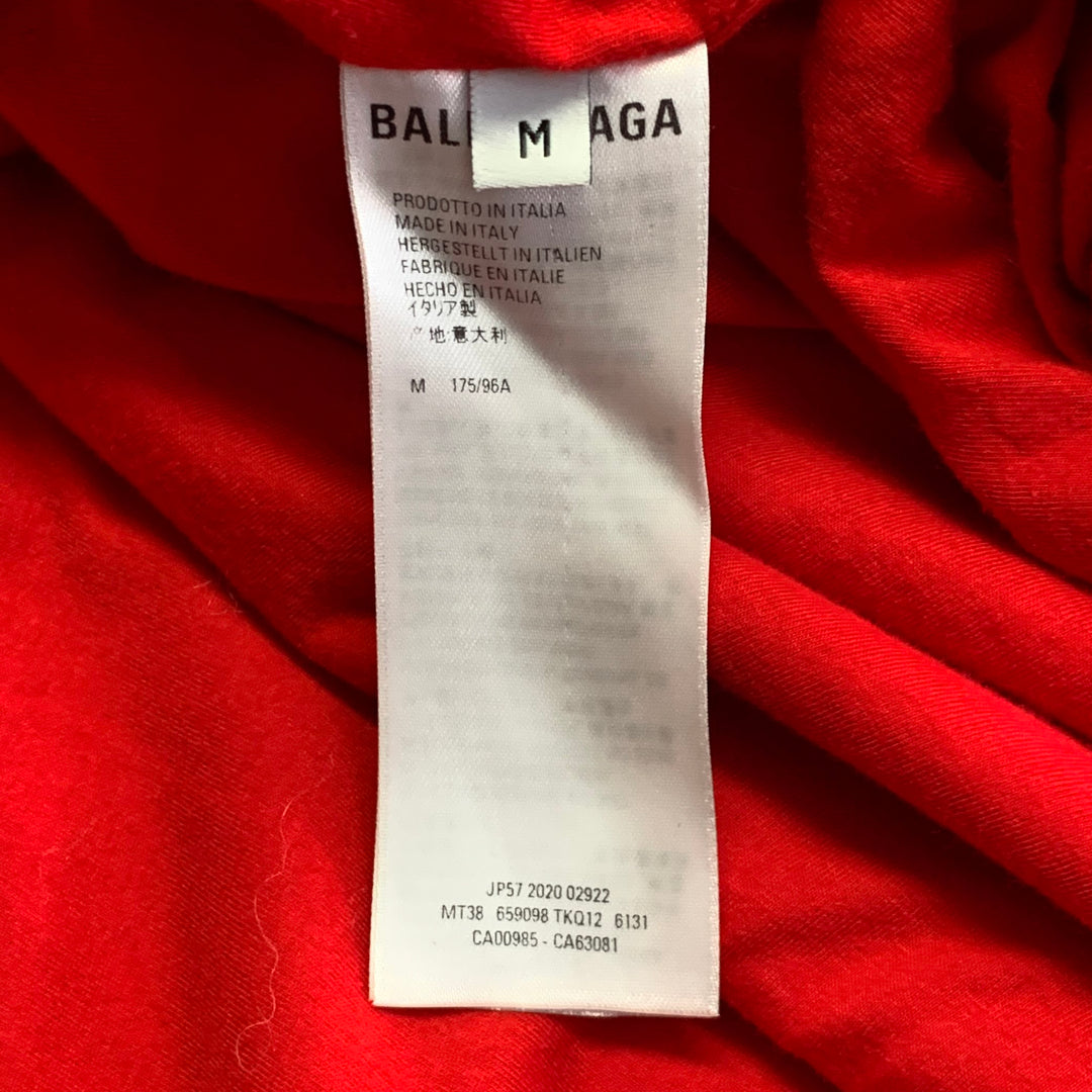 BALENCIAGA Size M Red Embroidery Cotton Blend Oversized Zip Up Jacket