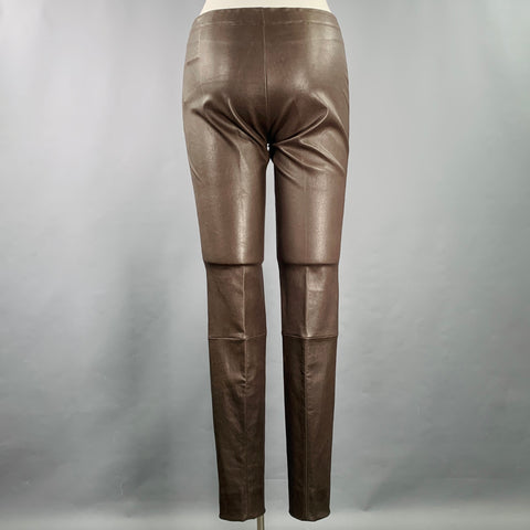 STOULS Size XL Brown Lambskin Leather Elastic Waistband Dress Pants