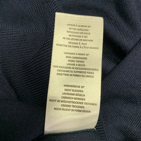 PAUL SMITH Size L Navy Multi Color Merino Wool Contrast Trim Pullover