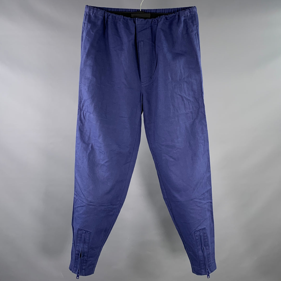 3.1 PHILLIP LIM Size XS Blue Cotton Linen High Waisted Drawstring Casual Pants