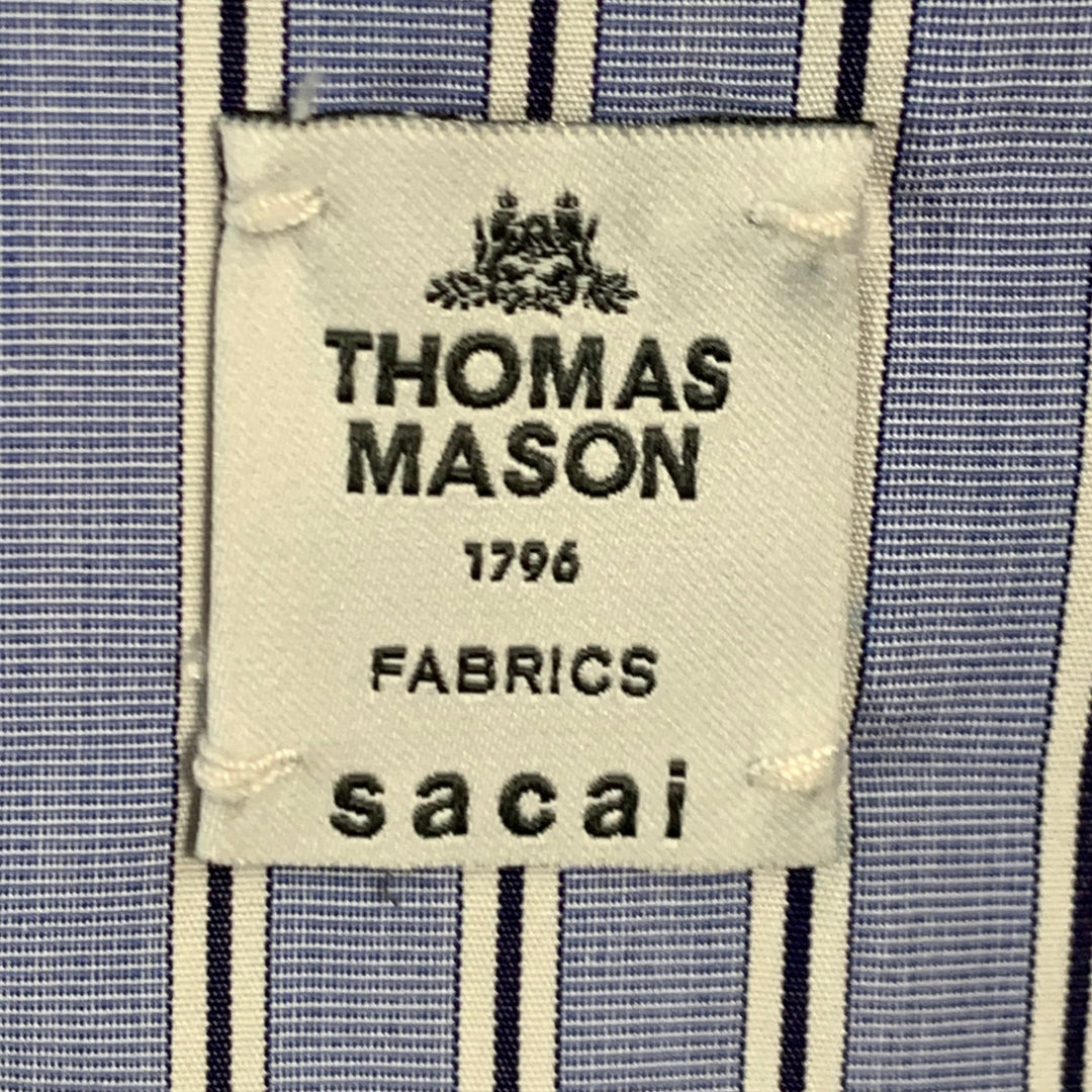 SACAI Size 44 Regular Light Blue White Stripe Cotton Sport Coat