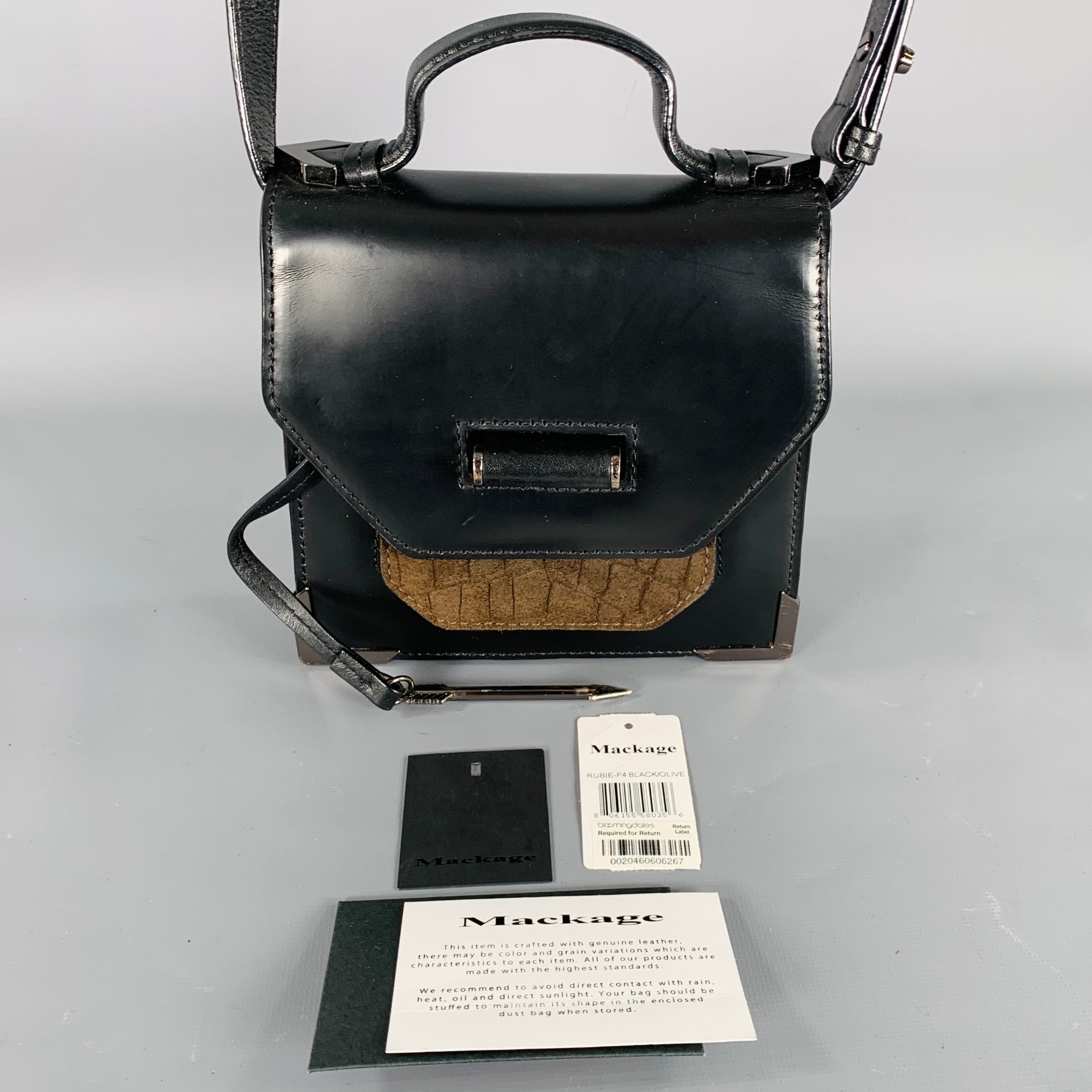 Mackage Black Grained Leather cheapest Satchel Bag