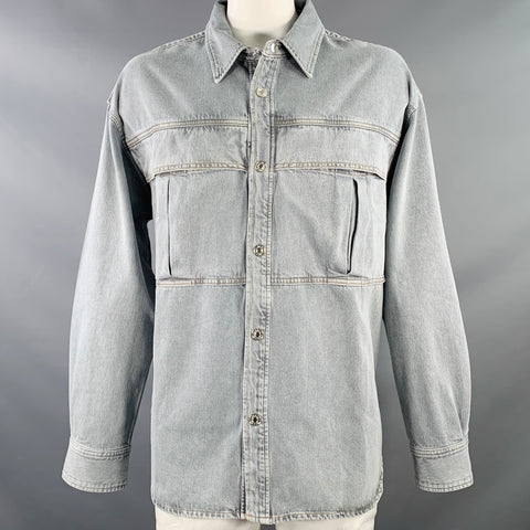 AGOLDE Size XL Grey Cotton Denim Two Pockets Snaps Long Sleeve Shirt