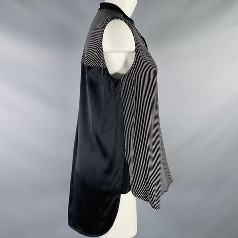 RAG & BONE Size M Black White Silk Stripe Sleeveless Casual Top