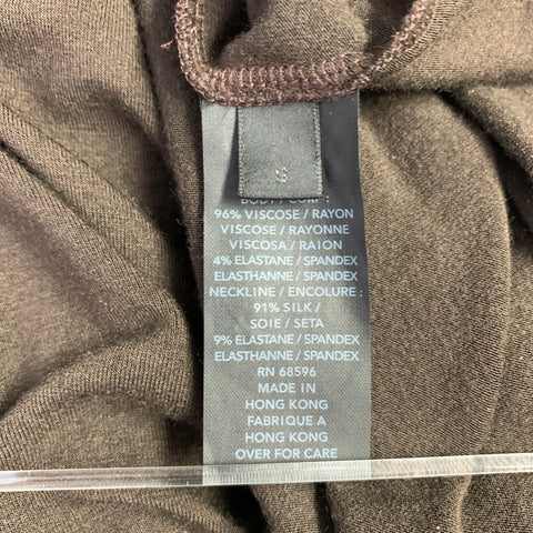 DONNA KARAN Size S Brown Viscose Blend Cowl Neck Pullover