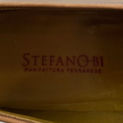 STEFANOBI Size 7.5 Taupe Leather Penny Loafers