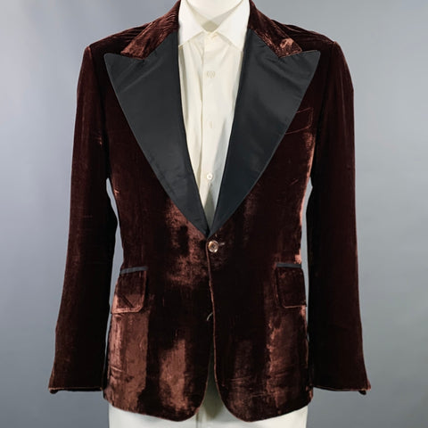Veste sport en velours RICHFRESH, taille 42, marron et noir, revers en pointe