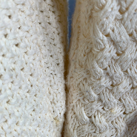 POLO by RALPH LAUREN Size L Cream Cable Knit Cotton Crew Neck Sweater