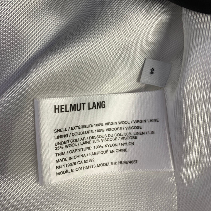 HELMUT LANG SS24 Size 44 Black Wool Notch Lapel Seatbelt Suit