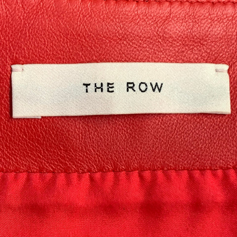 THE ROW Size 0 Bartellette Red Lambskin Pencil Midi Skirt