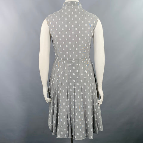 AKRIS Size 12 Black White Cotton Squares Sleeveless Dress