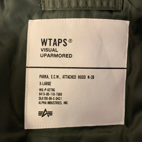 WTAPS Size XL Green Hooded Bomber Coat