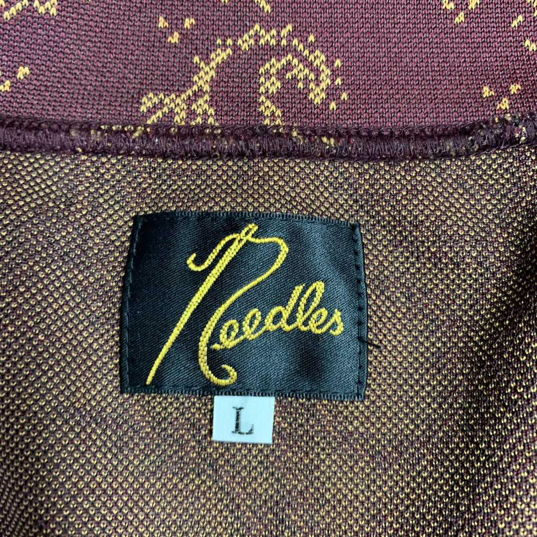 NEEDLES Size L Burgundy Beige Paisley Polyester Zip Up Jacket 
