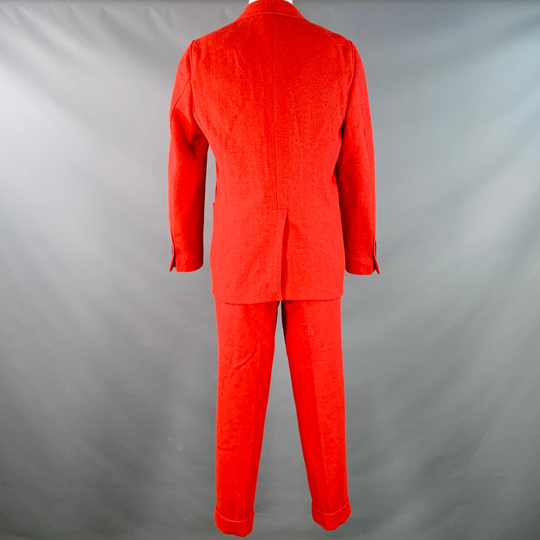 TODD SNYDER Size 40 Regular Orange Wool Tweed Single Breasted Notch Lapel Suit