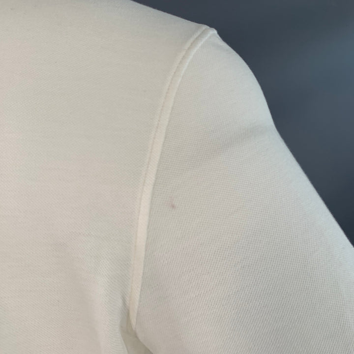 ISAIA Size M Off White Cotton Short Sleeve Polo
