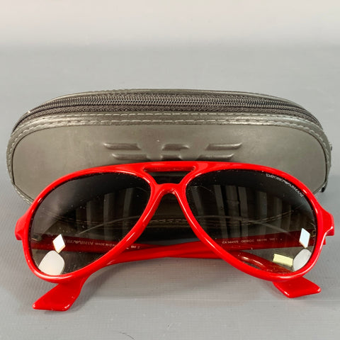 EMPORIO ARMANI Red Acetate Aviator Sunglasses