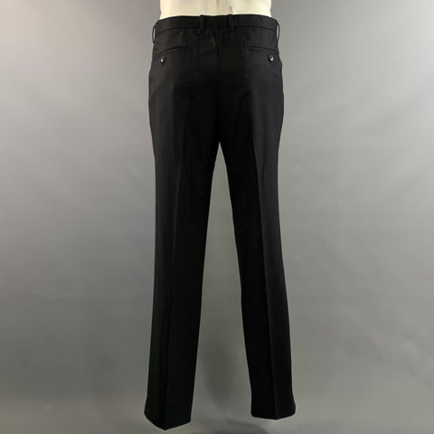 THEORY Chest Size 42 Black Solid Wool Notch Lapel 36 35 Suit