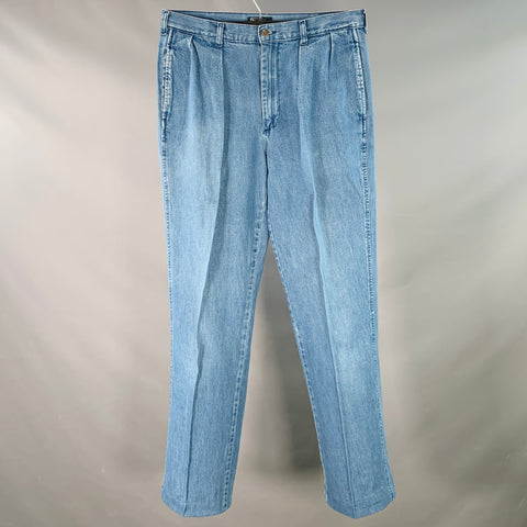 POLO by RALPH LAUREN Size 34 Blue Denim Tapered Pleated Jeans