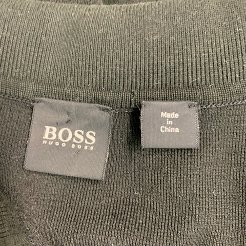 HUGO BOSS Size L Black Cotton Blend Buttoned Polo