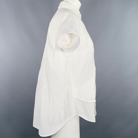 Y's by YOHJI YAMAMOTO Size M White Cotton Short Sleeve Casual Top