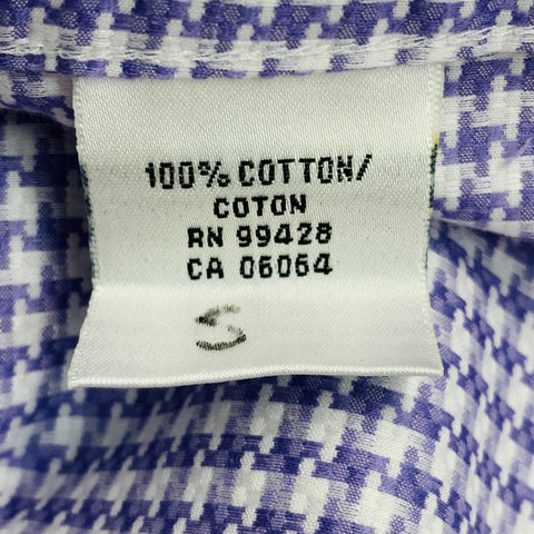 BUGATCHI UOMO Taille L Chemise à manches longues en coton pied-de-poule violet blanc