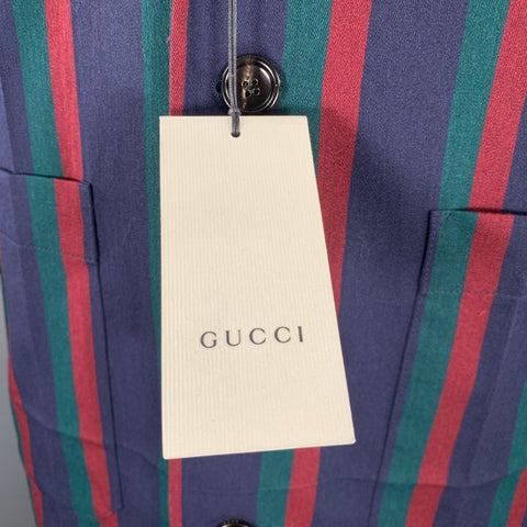 GUCCI 2019 Taille 42 Manteau en laine à rayures noires et bordeaux