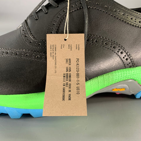 COMME des GARCONS HOMME PLUS Size 10 Black Multi-Color Perforated Lace Up Shoes