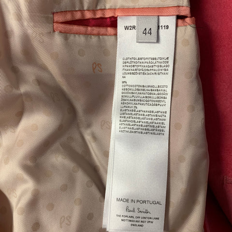 PS by PAUL SMITH Size M Pink Cotton / Elastane Velvet Jacket