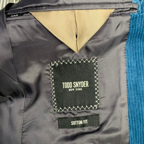 TODD SNYDER Size 38 Short Teal Corduroy Cotton Notch Lapel 32 29 Suit