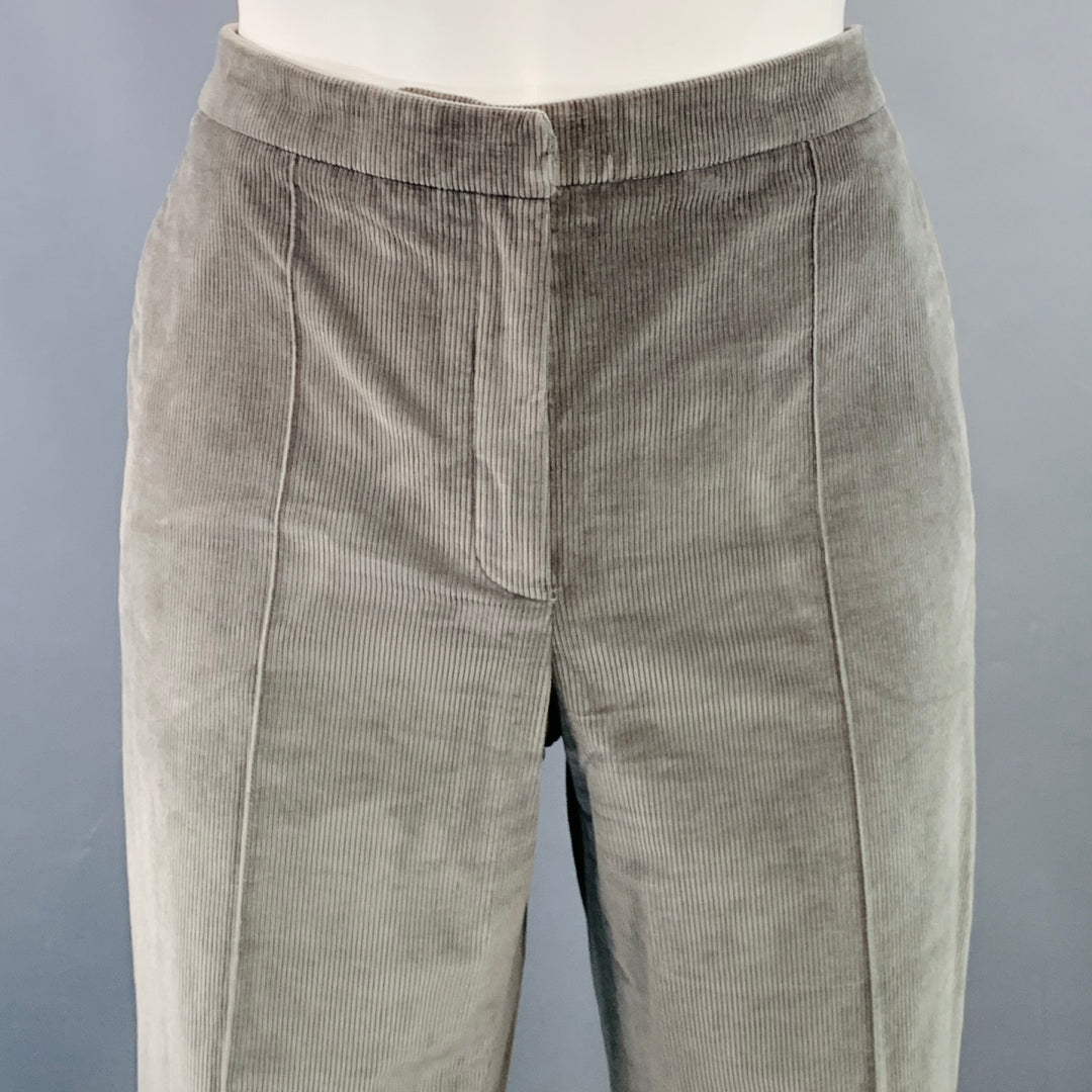 NINA RICCI Size S Grey Cotton Blend Corduroy Slim Fit Casual Pants