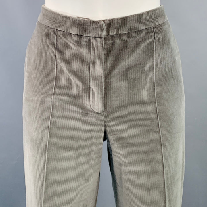 NINA RICCI Size S Grey Cotton Blend Corduroy Slim Fit Casual Pants