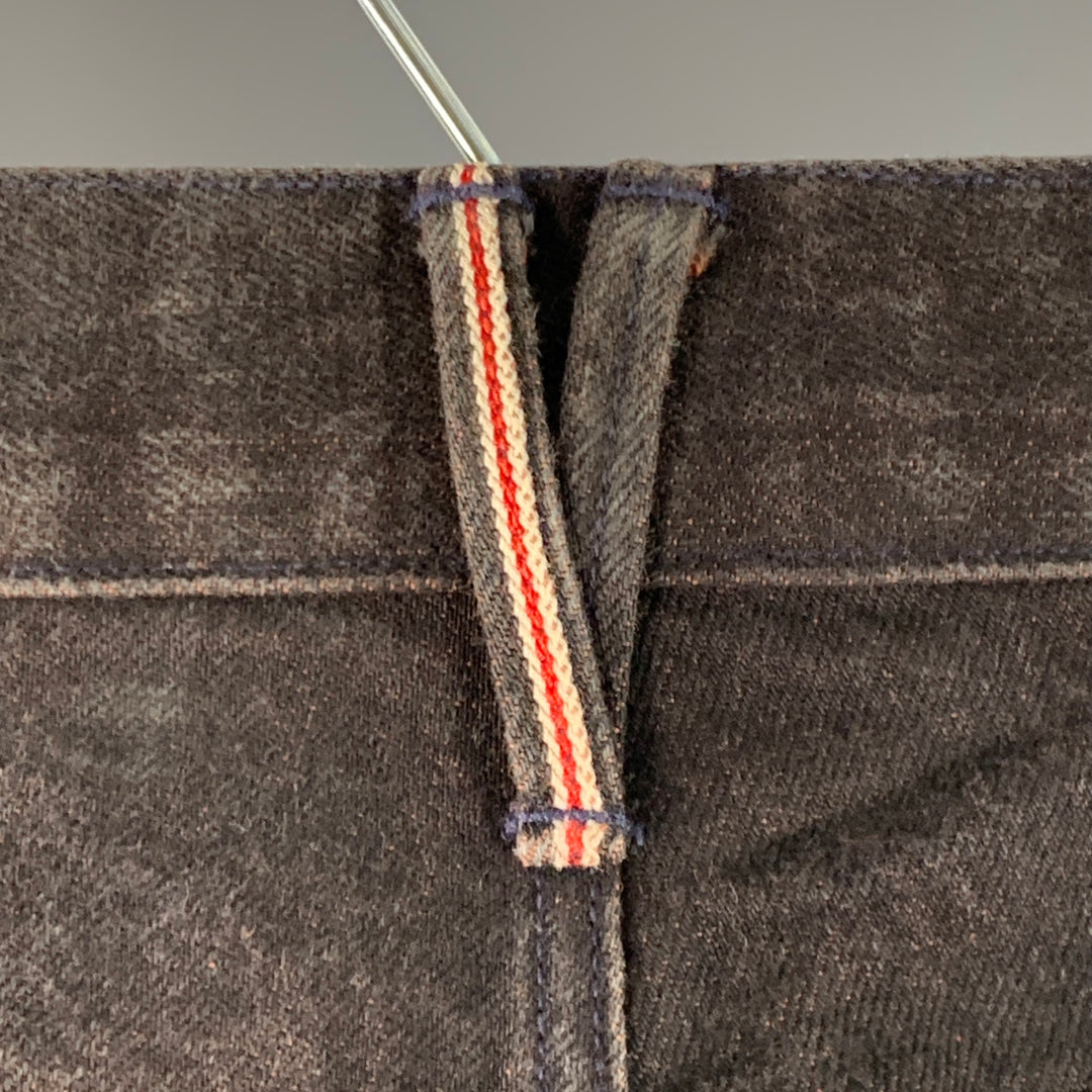 3 X 1 Size 34 Black Orange Heather Cotton Straight Selvedge Jeans
