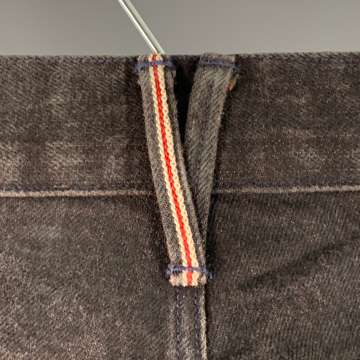 3 X 1 Size 34 Black Orange Heather Cotton Straight Selvedge Jeans