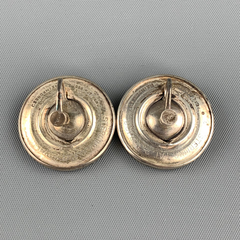 VINTAGE Sterling Silver Engraved Circle Earrings
