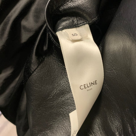 CELINE SS2019 Size 40 Black White Color Block Leather Biker Jacket