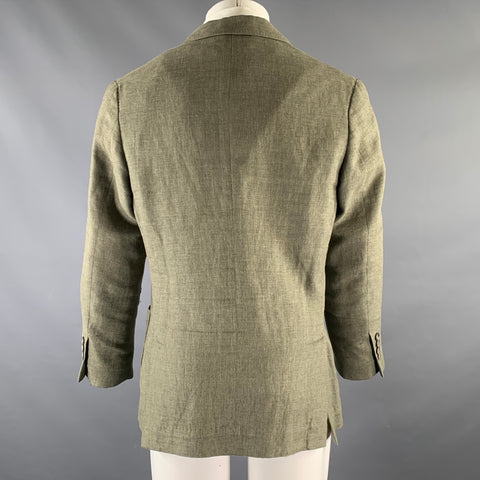 BRUNELLO CUCINELLI Chest Size M Olive Woven Linen / Wool / Silk Sport Coat