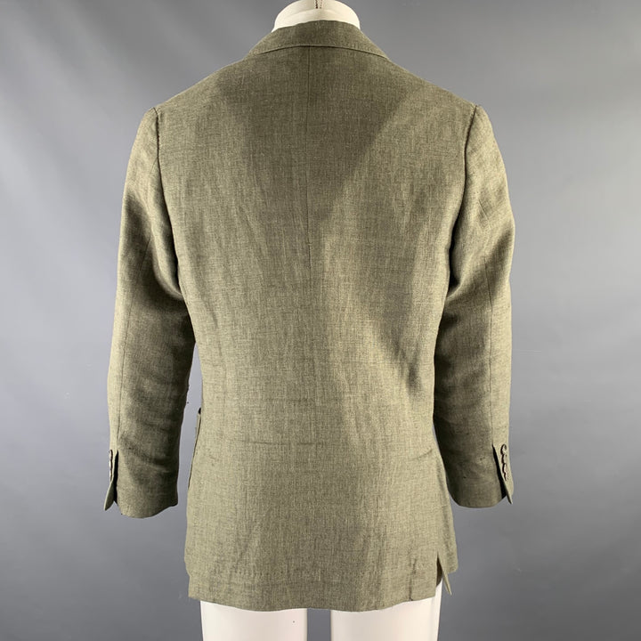 BRUNELLO CUCINELLI Chest Size M Olive Woven Linen / Wool / Silk Sport Coat