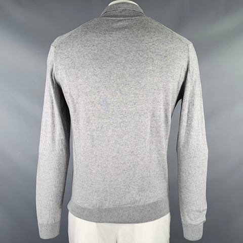 A.P.C. Size L Grey Knit Cotton Cashmere Polo Pullover