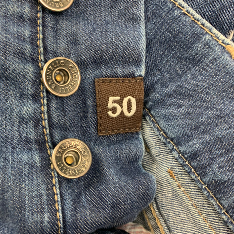 BRUNELLO CUCINELLI Talla 34 Vaqueros con bragueta de botones de algodón lavado azul