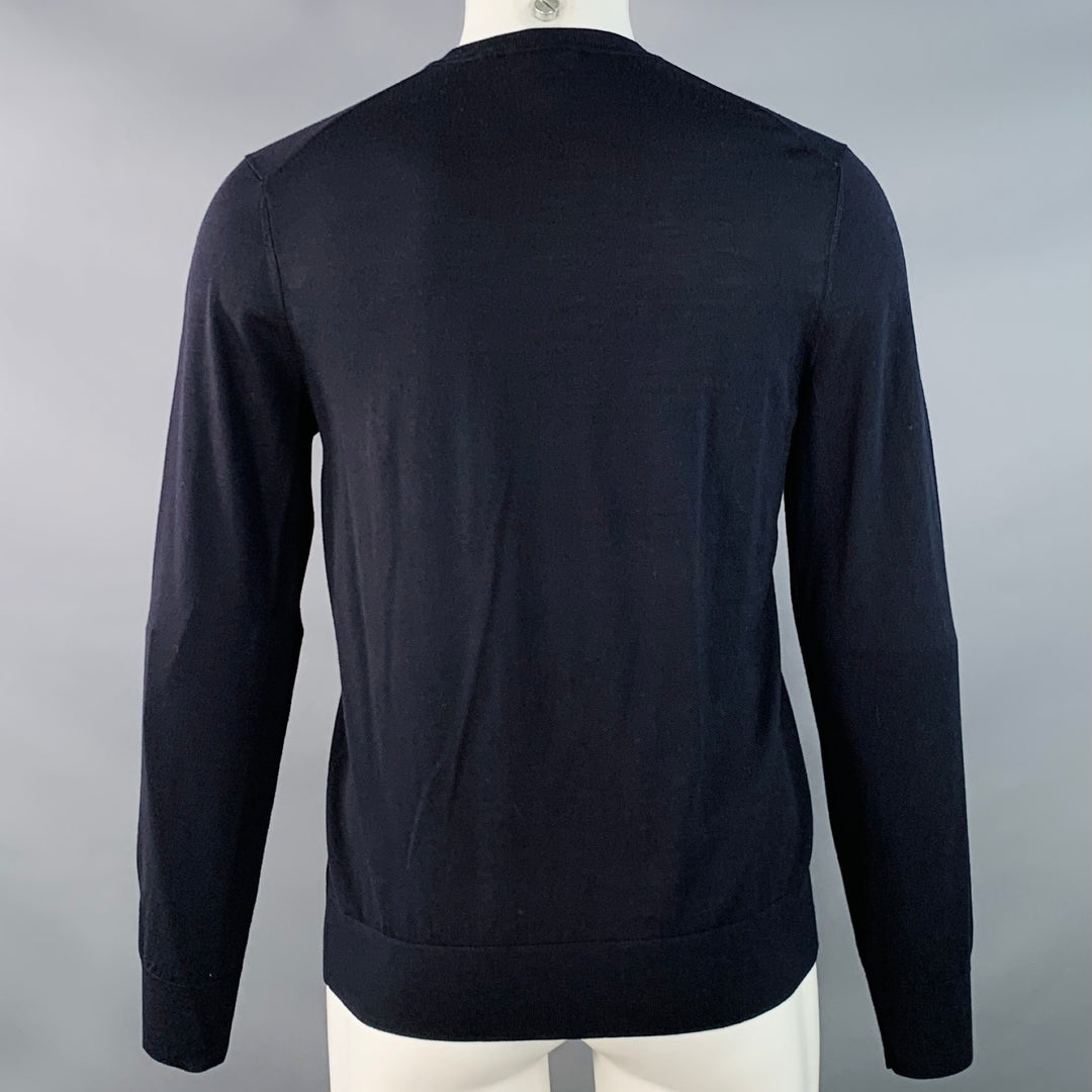 THEORY Size S Navy Wool Jersey Long Sleeve Crew Neck Pullover