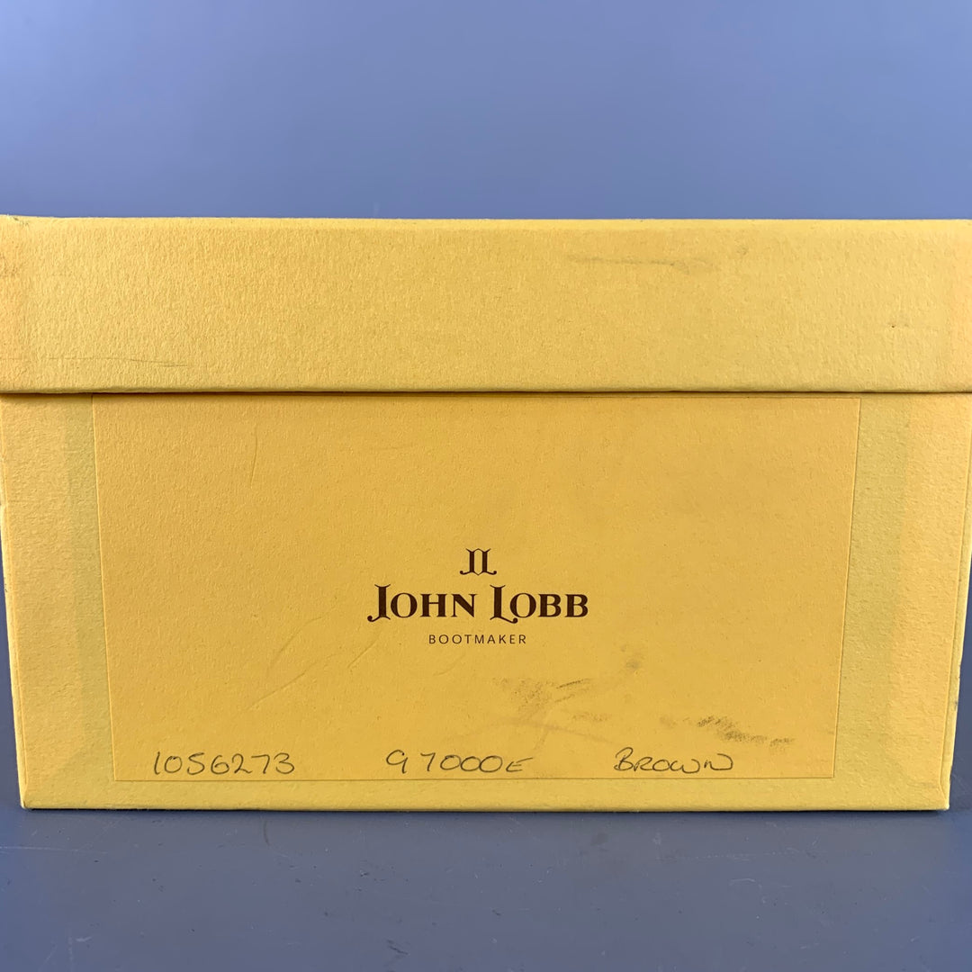 JOHN LOBB Size 10.5 97000E Brown Leather Double Monk Strap Loafers
