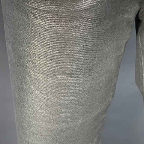 ROBERTO CAVALLI Size 4 Metallic Silver Coated Cotton Blend Skinny Jeans