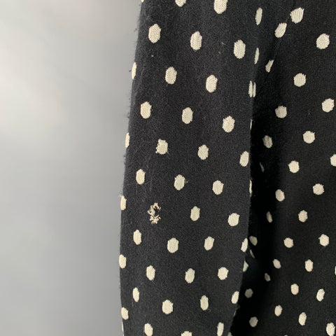 ESCADA Taille M Noir Blanc Mélange Viscose Pois Ensemble 2 pièces Cardigan