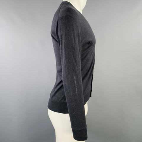 PRADA Size 38 Grey Knit Buttoned V-Neck Cardigan