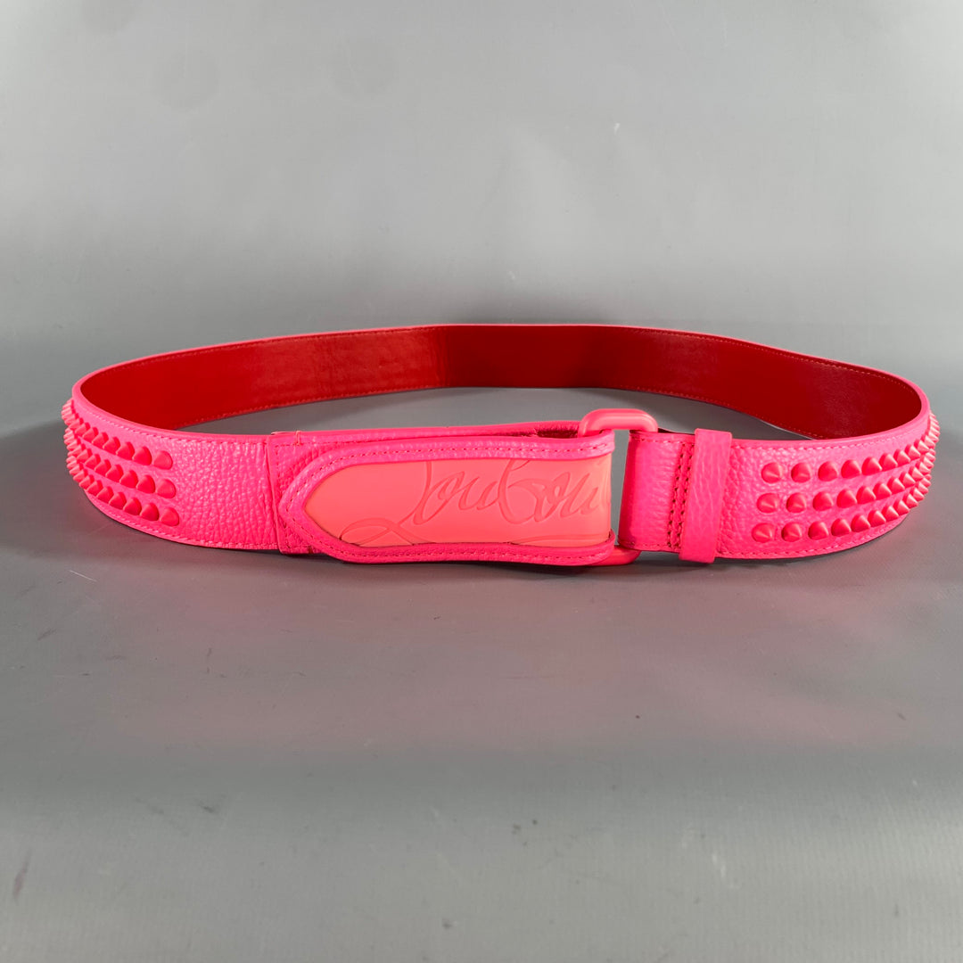 CHRISTIAN LOUBOUTIN Size 38 Pink Red Studded Leather Belt