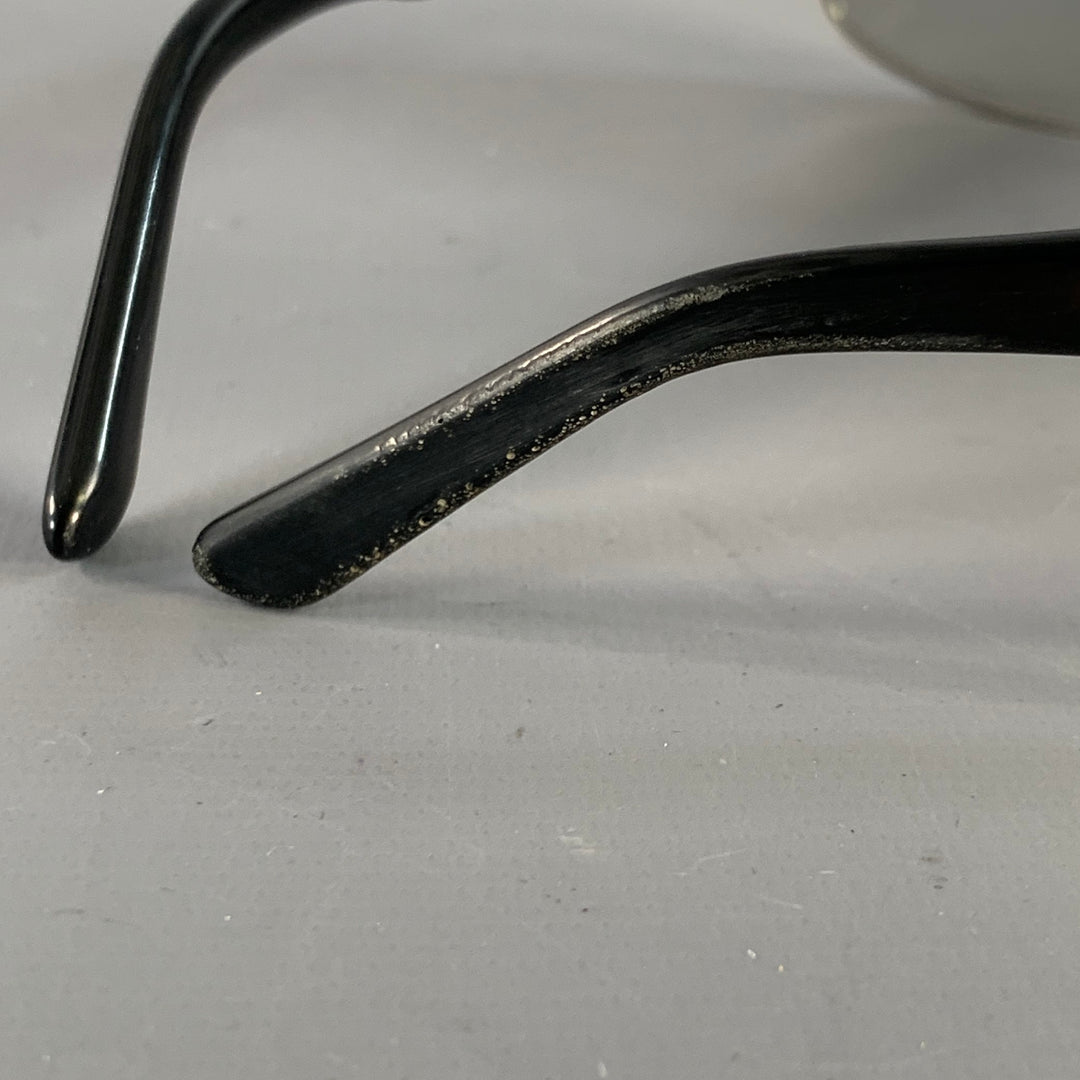 PRADA Silver Black Metal Pilot Sunglasses