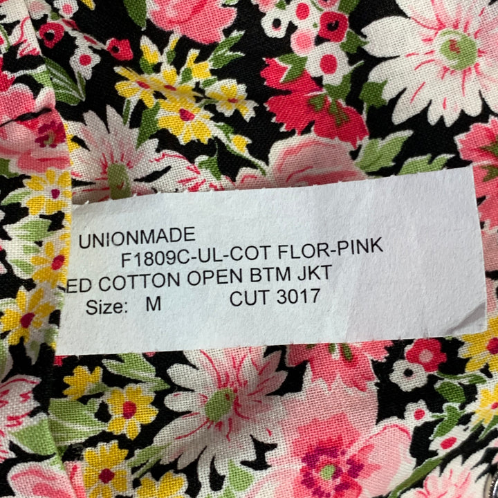 GOLDEN BEAR Size M Pink Yellow Floral Cotton Snaps Shirt Jacket