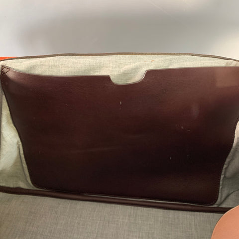 BRUNELLO CUCINELLI Chocolate Brown Leather Clasp Weekender Bag