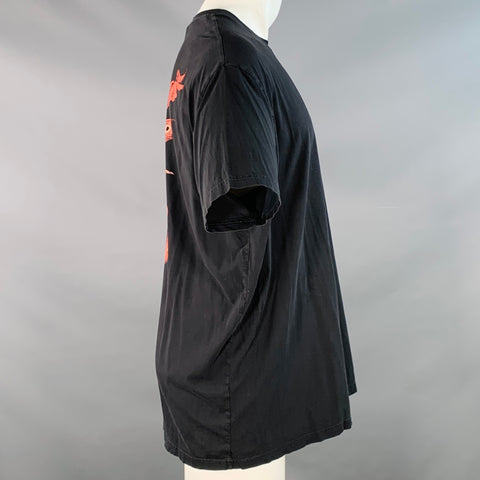 GIVENCHY Size M Black Red Mermaid Print Cotton Oversized Crew Neck T-shirt