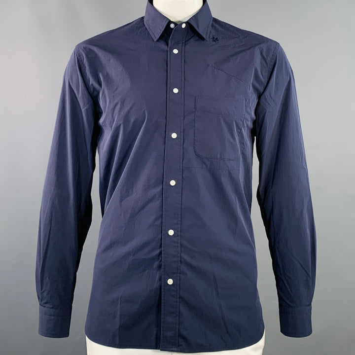 GOLDWIN Size L Navy Polyester One Pocket Snaps Long Sleeve Shirt